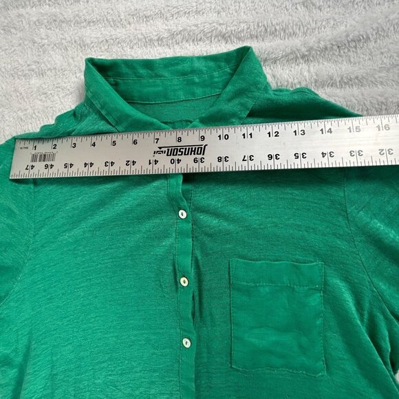 Sigrid Olsen Womens Green Linen Long Sleeve Button-Up Shirt Medium Casual Pocket - Picture 5 of 7